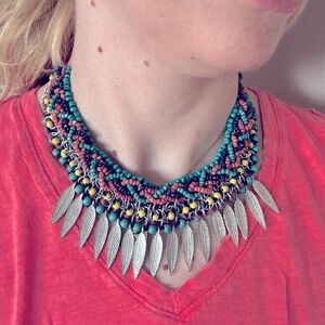 Indian Feather Statment Necklace
